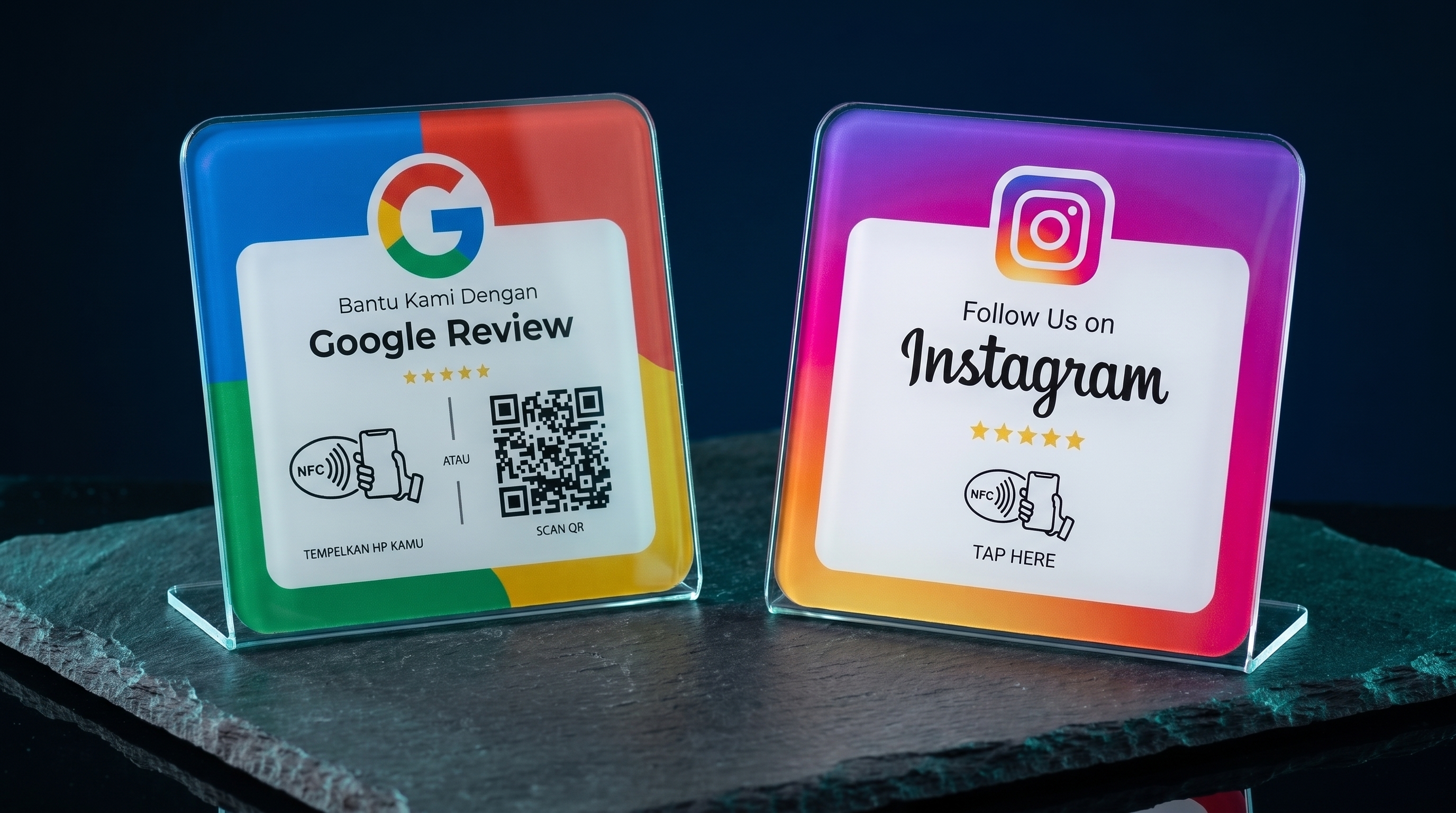 Smart Card Google Review & Instagram Auto Follow